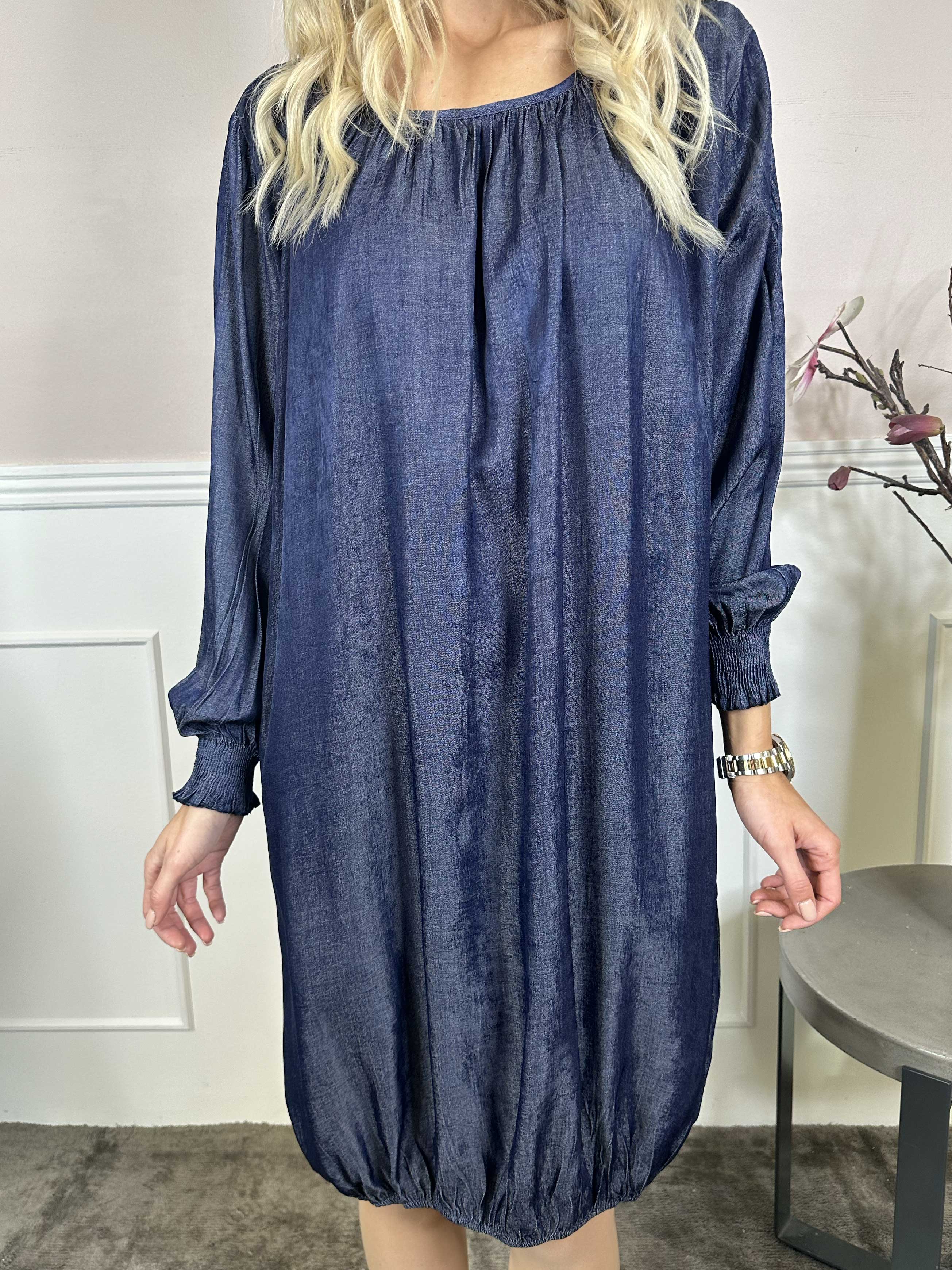 Miracle Denim Dress L/S - Kjole med elastikkant forneden og lange ærmer